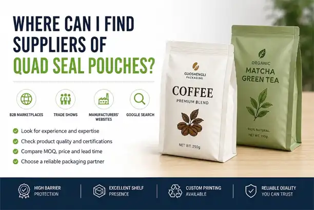 Where can I find suppliers of quad seal pouches?